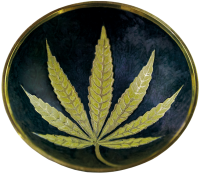 Gold Marijuana Leaf Brass Bowl - Small