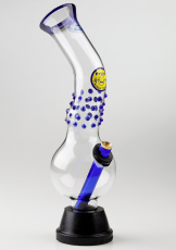 7100 Med glass bong w/band of glass beads on neck