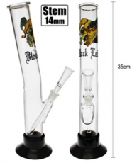 Med glass black leaf tube bong w/ glass stem/cone 