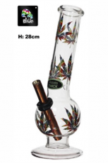 Med glass bowl bong w/rainbow leaf print